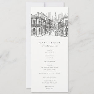 Convites Programa de Casamento Esboço de Nova Orleans Louis