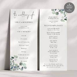 Convites Programa de Casamento Eucalyptus de Script Moderno