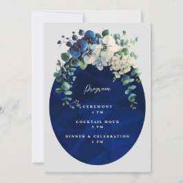 Convites Programa de Casamento Floral Azul Marinho
