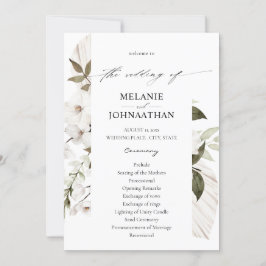 Convites Programa de Casamento Floral Boho Branco