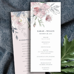 Convites Programa de Casamento Floral de Molas Aquáticas Ch