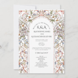 Convites Programa de Casamento Floral do Pastel Vintage