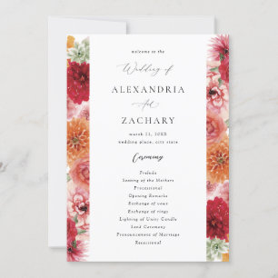 Convites Programa de Casamento Floral Multicolorido de Verã