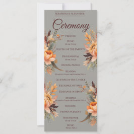 Convites Programa de Casamento Floral Rústico em Aquarela d