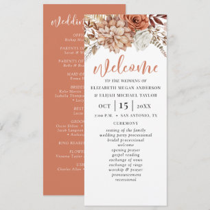 Convites Programa de Casamento Floral Terracotta