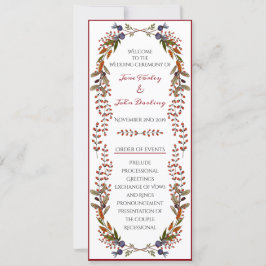 Convites Programa de Casamento Folhagem de Outono