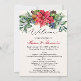Convites Programa de Casamento Folhagem Verdejante Poinsett