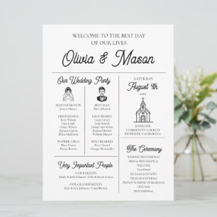 Convites Programa de Casamento Infográfico Único e Moderno 