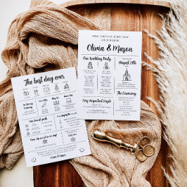 Convites Programa de Casamento Infográfico Único e Moderno