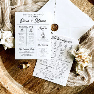 Convites Programa de Casamento Infográfico Único e Moderno 