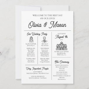Convites Programa de Casamento Infográfico Único e Moderno 