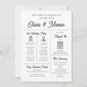 Convites Programa de Casamento Infográfico Único e Moderno 