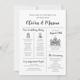 Convites Programa de Casamento Infográfico Único e Moderno 