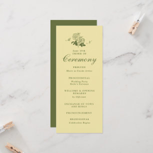 Convites Programa de Casamento Jardim Estate Amarelo Mantei