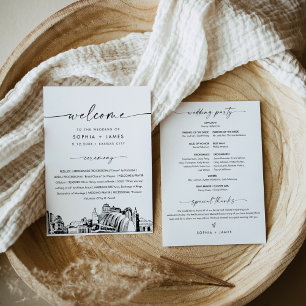 Convites Programa de Casamento Kansas City Skyline 5x7 Cart