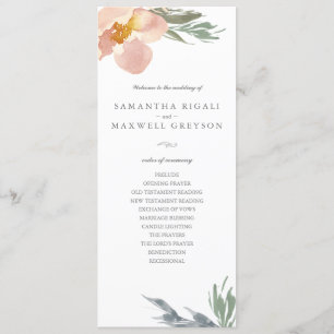 Convites Programa de Casamento Laranja Floral em Compriment
