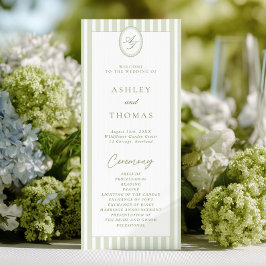 Convites Programa de Casamento Listras Verde Sage