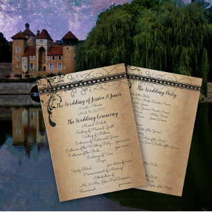 Convites Programa de Casamento Medieval Renascentista Doura