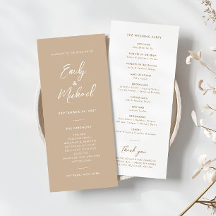 Convites Programa de Casamento Mínimo para Caligrafia Elega