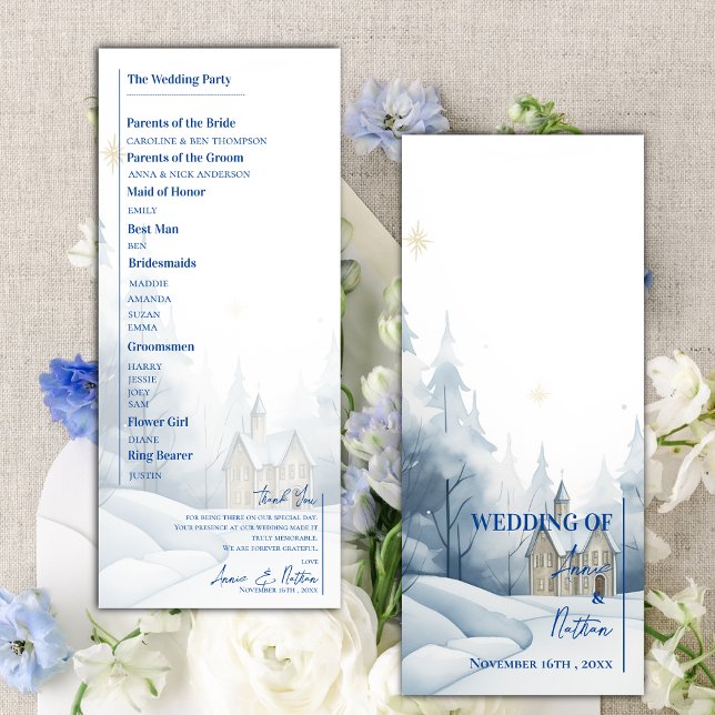 Convites Programa de Casamento no inverno da Paisagem de Ne (Snowy Landscape Winter Wedding Program)