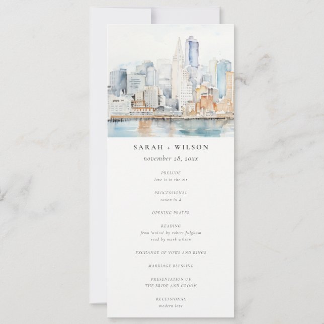 Convites Programa de Casamento Paisagem Aquarela de São Fra (Frente)