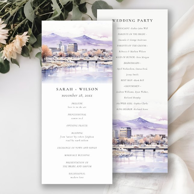 Convites Programa de Casamento Paisagem Aquarela em Boise,  (Criador carregado)