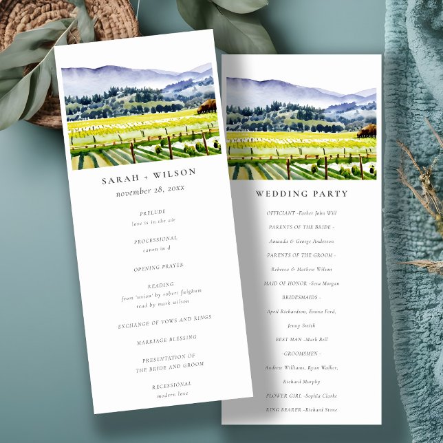 Convites Programa de Casamento Paisagem de Napa Valley (Criador carregado)