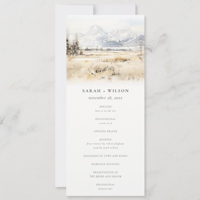 Convites Programa de Casamento Paisagem Jackson Hole Wyomin (Frente)