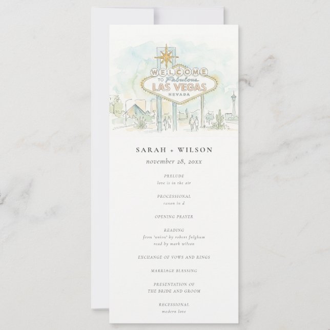 Convites Programa de Casamento Paisagem Las Vegas Nevada (Frente)