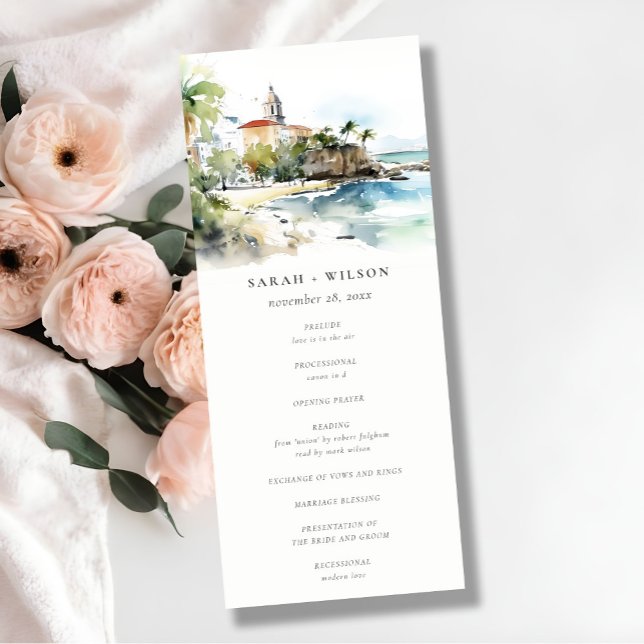 Convites Programa de Casamento Paisagem San Juan Porto Rico (Criador carregado)