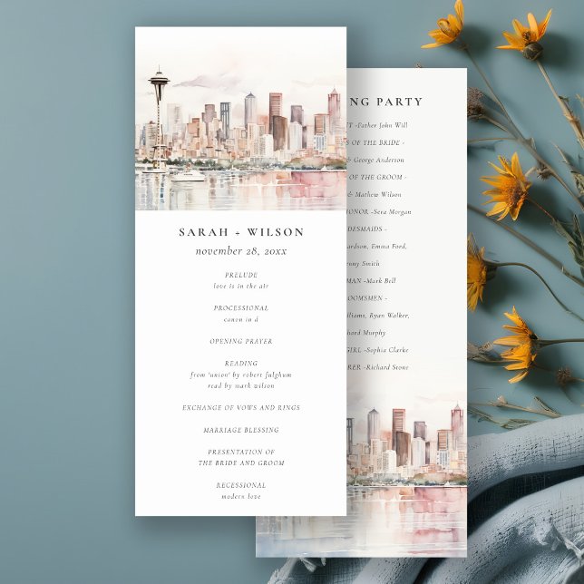 Convites Programa de Casamento Paisagem Seattle Washington (Criador carregado)