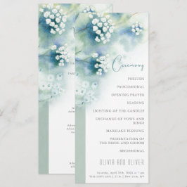 Convites Programa de Casamento para Flores Brancas Pequenas