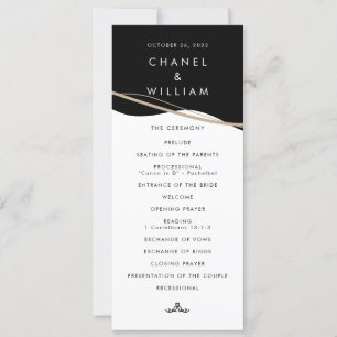 Convites programa de casamento preto e branco