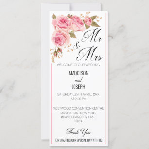 Convites Programa de Casamento Rosa Bege