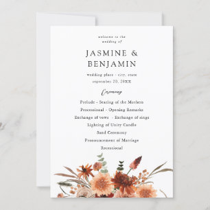 Convites Programa de Casamento Rustic Earth & Champagne Flo