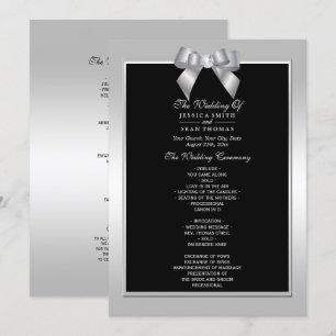 Convites Programa de casamento Stylish Silver Gem Bow & Bla
