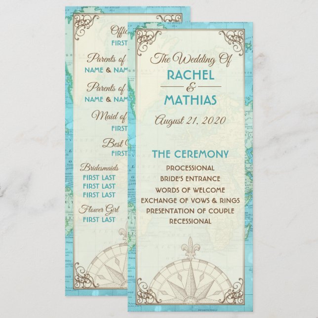 Convites Programa de Casamento Viagem (Frente/Verso)