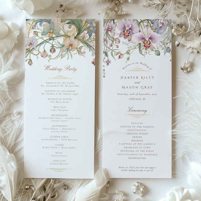 Convites Programa de Cerimônia de Casamento com Orquídeas (Criador carregado)