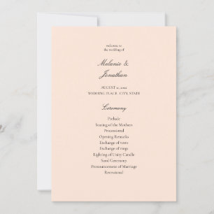 Convites Programa de Cerimônia de Casamento de Pastel Rosa