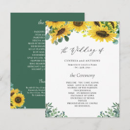 Convites Programa de Cerimônia de Casamento de Sunflower Eu