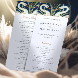Convites Programa de Cerimônia de Casamento de Swan Art Dec