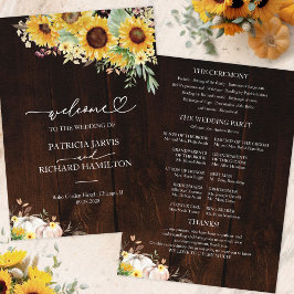Convites Programa de Cerimônia de Casamento do Girassol do 