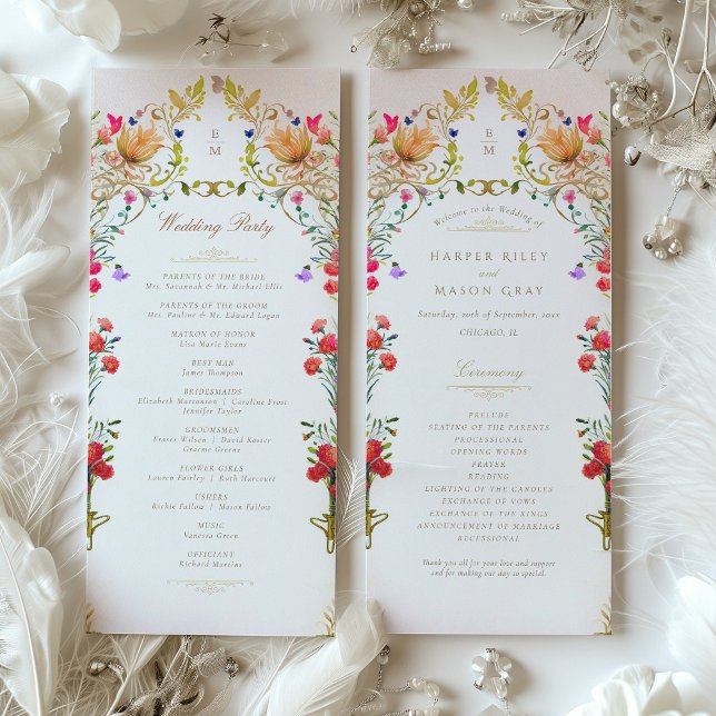 Convites Programa de Cerimônia de Casamento do Jardim Vinta (Criador carregado)