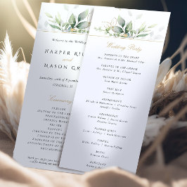 Convites Programa de Cerimônia de Casamento Dourado e Verde