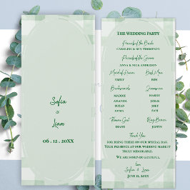 Convites Programa de Cerimônia de Casamento em Xadrez Verde