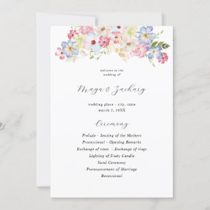 Convites Programa de Cerimônia de Casamento Floral Cor-de-R