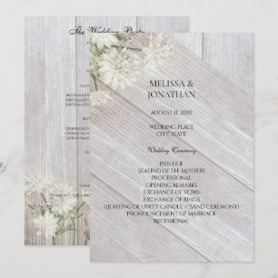 Convites Programa de Cerimônia de Casamento Floral Moderno 