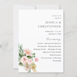 Convites Programa de Cerimônia Floral de Casamento com Cham