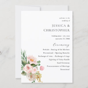 Convites Programa de Cerimônia Floral de Casamento com Cham