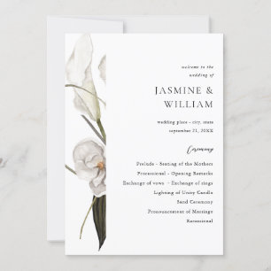Convites Programa de Cerimônia Floral de Casamento Negro e